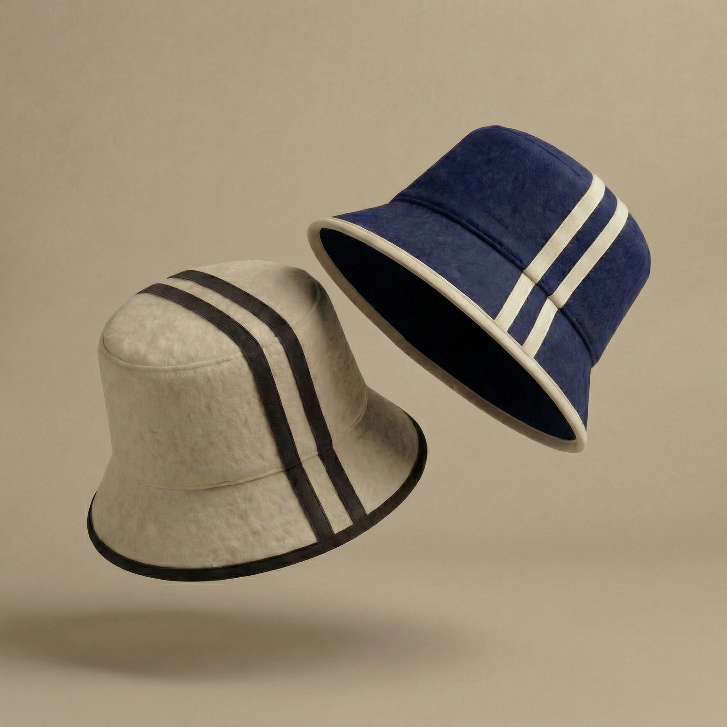 Saunelle merino wool sauna hat in Dune and Nocturne colourways